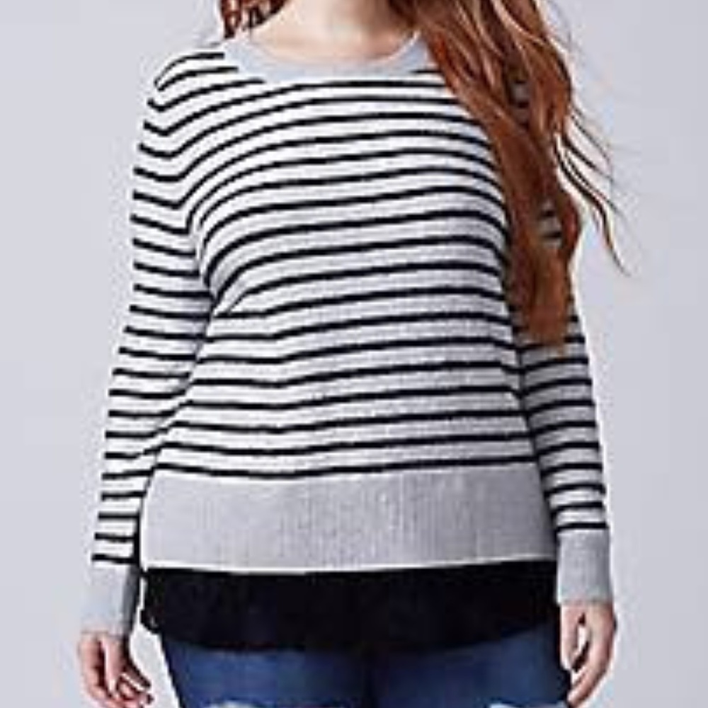 NWT Lane Bryant 18/20 Gray Lace-Hem Sweater